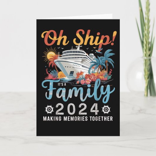 Family Cruise 2026 Oh Ship Funny Cruise Tropical カード (正面)