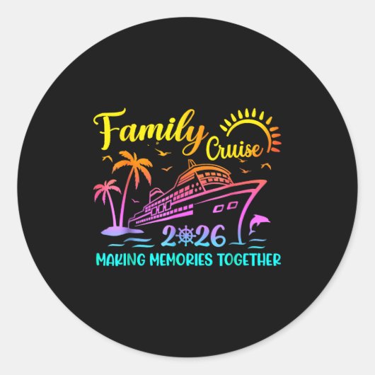 Family Cruise 2026 Summer Vacation Matching Family ラウンドシール (正面)