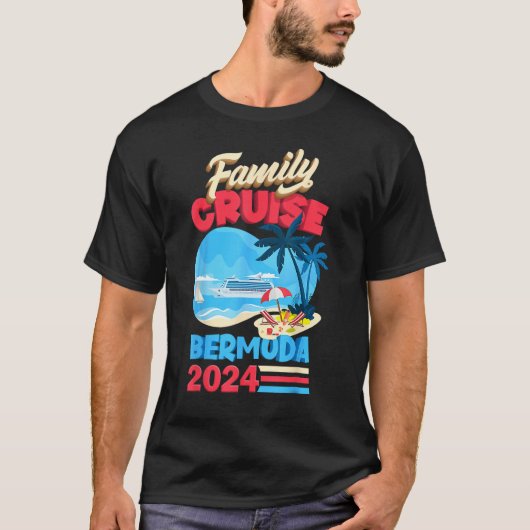 Family Cruise Bermuda 2024 Men Women Kids Cruising Tシャツ (正面)