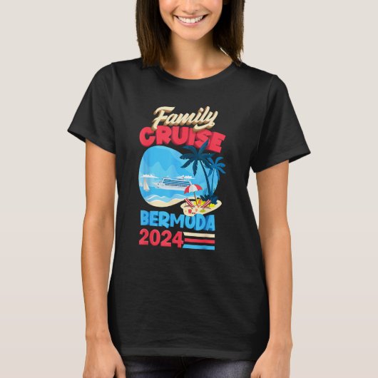Family Cruise Bermuda 2024 Men Women Kids Cruising Tシャツ (正面)
