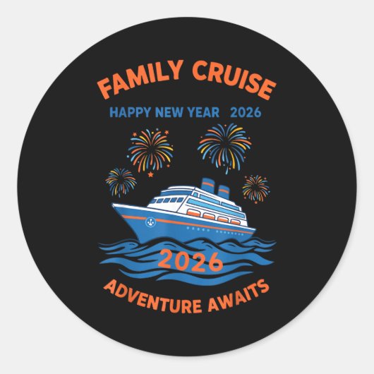 Family Cruise Happy New Year 2026 Adventure  ラウンドシール (正面)