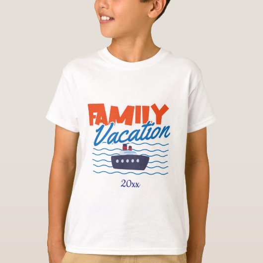  Family Cruise Kids Vacation Orange/Blue Tシャツ (正面)