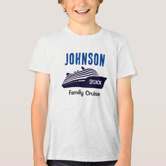 Family Cruise Ship Personalized Kids Boy Tshirt   トライブレンドＴシャツ (正面)