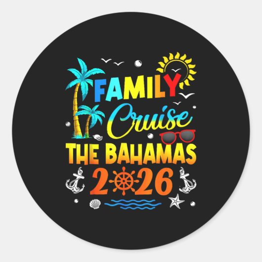 Family Cruise The Bahamas 2026 Summer Matching Vac ラウンドシール (正面)