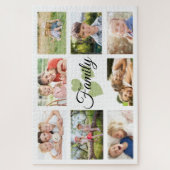 Family Custom 8 Photo Spring White Green Hearts ジグソーパズル (縦)
