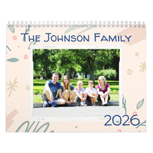 Family Custom Photo 2026 Calendar カレンダー (カバー)