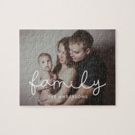 Family cute whimsical script family picture ジグソーパズル