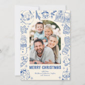 Family Doodle Photo Christmas シーズンカード (正面)
