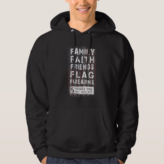 family faith friends flag firearms パーカ (正面)