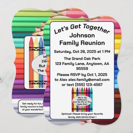 Family Family Reunion Invitation Card Shape (正面/裏面)
