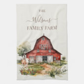 Family Farm Rustic Barn Cute Country Farm  キッチンタオル (縦)