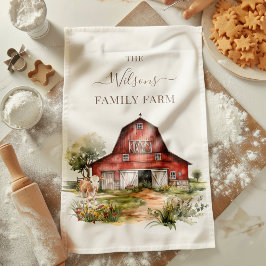 Family Farm Rustic Barn Cute Country Farm  キッチンタオル