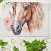 Family Farm Rustic Flower Crown Horse キッチンタオル (折り畳み)