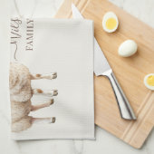 Family Farm Rustic Sheep  キッチンタオル (四つ折り)