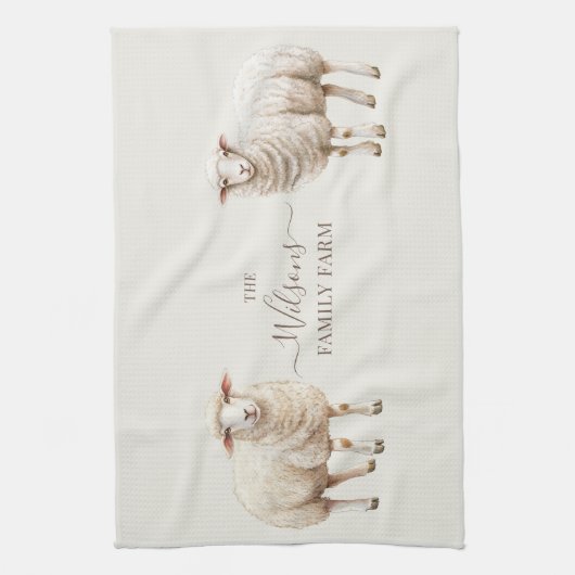 Family Farm Rustic Sheep キッチンタオル (縦)