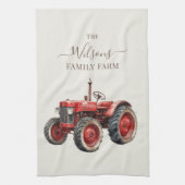 Family Farm Rustic Vintage Red Tractor キッチンタオル (縦)