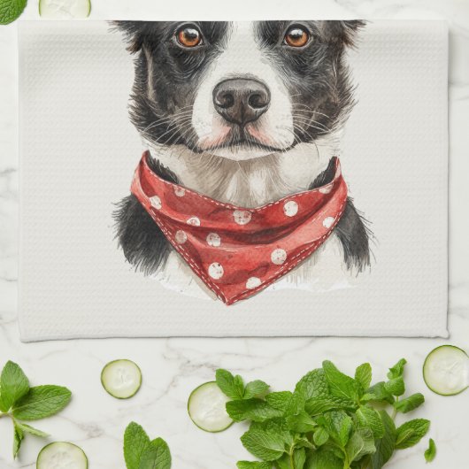 Family Farm Rustic Working Dog キッチンタオル (折り畳み)