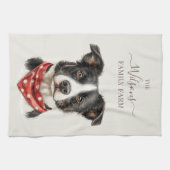 Family Farm Rustic Working Dog キッチンタオル (横)