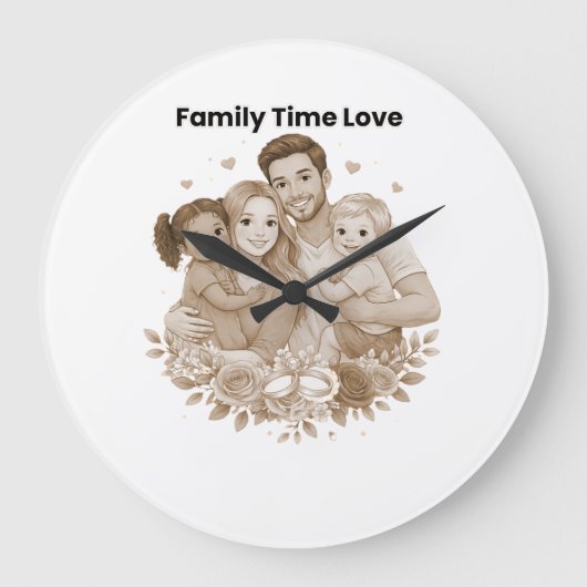 Family First Always – Emotional Love Quote ラージ壁時計 (正面)