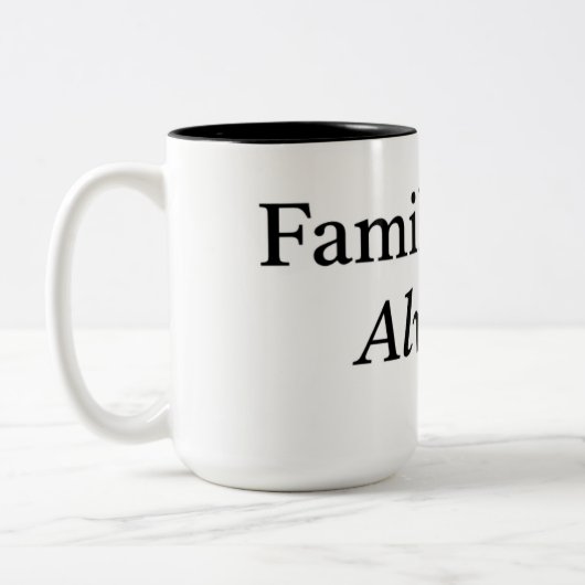 Family First Always Mug | Minimal Family Quote Cof ツートーンマグカップ (左)