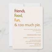 Family, Friends, Turkey, Pie モダンなフレンドギビング 招待状 (正面)