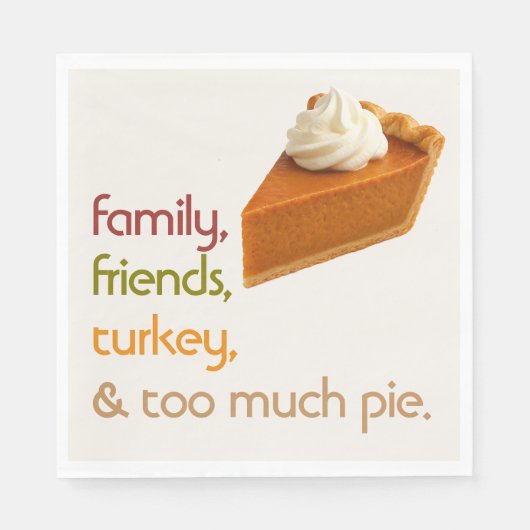 Family, Friends, Turkey, Pie Modern Thanksgiving スタンダードランチョンナプキン (正面)