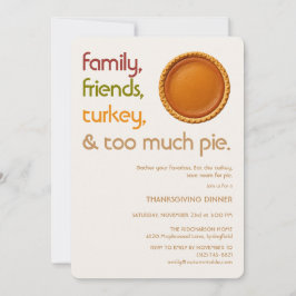 Family, Friends, Turkey, Pie Modern Thanksgiving 招待状