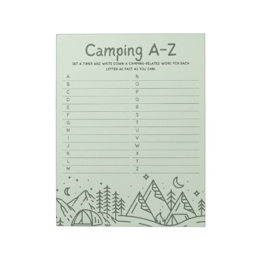 Family Fun Camping A–Z Game ノートパッド (回転)