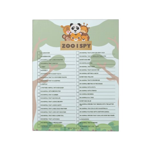 Family Fun Zoo Scavenger Hunt ノートパッド (回転)