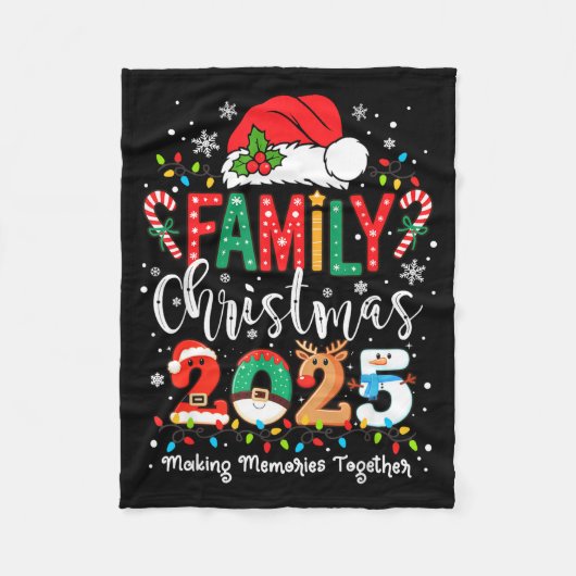 Family Funny Christmas Matching 2025 Santa Tee Paj フリースブランケット (正面)