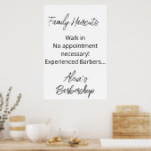Family Haircuts Walk in Barbershop Salon Poster ポスター (キッチン)