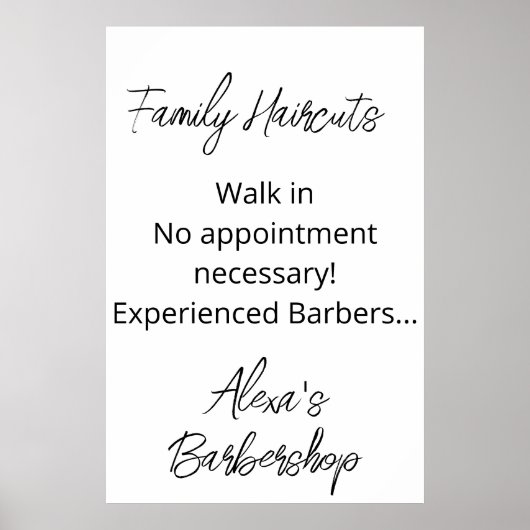 Family Haircuts Walk in Barbershop Salon Poster ポスター (正面)