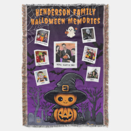 Family Halloween Memories コラージュ – 子供の魔女 スローブランケット