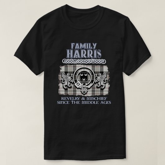 Family Harris crestスコティッシュクランドスコティッシュスルナム Tシャツ (デザイン正面)