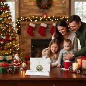 Family in the Snow Letter – Christmas Greeting ノートカード