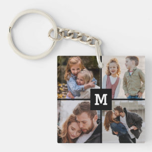 Family Instagramフォトコラージュ4枚MONOGRAM キーホルダー