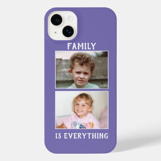 Family is everything 2 photos of your kids purple iPhoneケース (裏面)