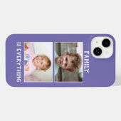 Family is everything 2 photos of your kids purple iPhoneケース (裏面横)