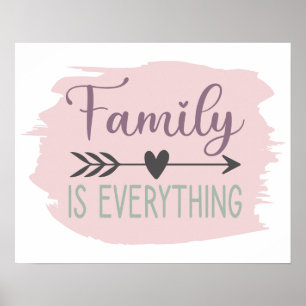 Family is Everything Color Editable Brush Stroke ポスター
