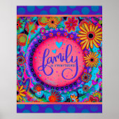 Family Is Everything Floral Pink Inspiring ポスター (正面)