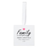 Family is Everything Modern Merry Christmas Photo キューブオーナメント (正面)