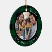 FAMILY IS LOVE (on back) 2-Photo Green/Black Plaid セラミックオーナメント (右)