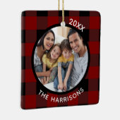 FAMILY IS LOVE (on back) 2-Photo Red & Black Plaid セラミックオーナメント (右)