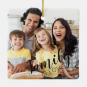 FAMILY IS LOVE (on back) 2-Photo Red & Black Plaid セラミックオーナメント (裏面)