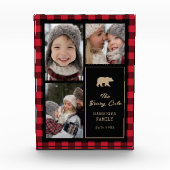 Family Keepsake Script Typography Buffalo Plaid フォトブロック (正面)