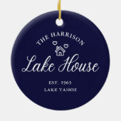 Family Lake House Coastal Custom Decor セラミックオーナメント (裏面)