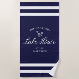 Family Lake House Coastal Custom Decor ビーチタオル