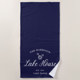 Family Lake House Coastal Custom Decor ビーチタオル