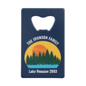 Family Lake House Cute Customized Sunset クレジットカード栓抜き (裏面)