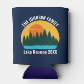 Family Lake Reunion Cute Customized Sunset 缶クーラー (裏面)